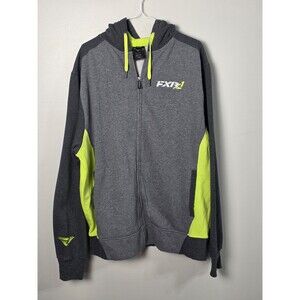 Mens FXR Full Zip Up Hooded Sweatshirt Gray/Neon Green Size XL